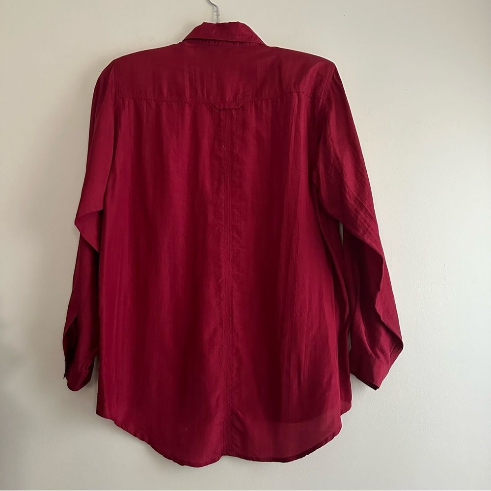 Vintage 100% Silk Button Down Shirt - Picture 7 of 9